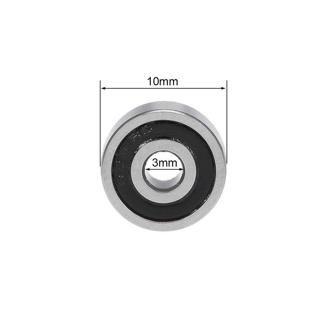623-2RS Deep Groove Ball Bearings 3mm x 10mm x 4mm Double Sealed Chrome Steel P6(ABEC3) 10pcs high load capacity, wear resistance โ image 4