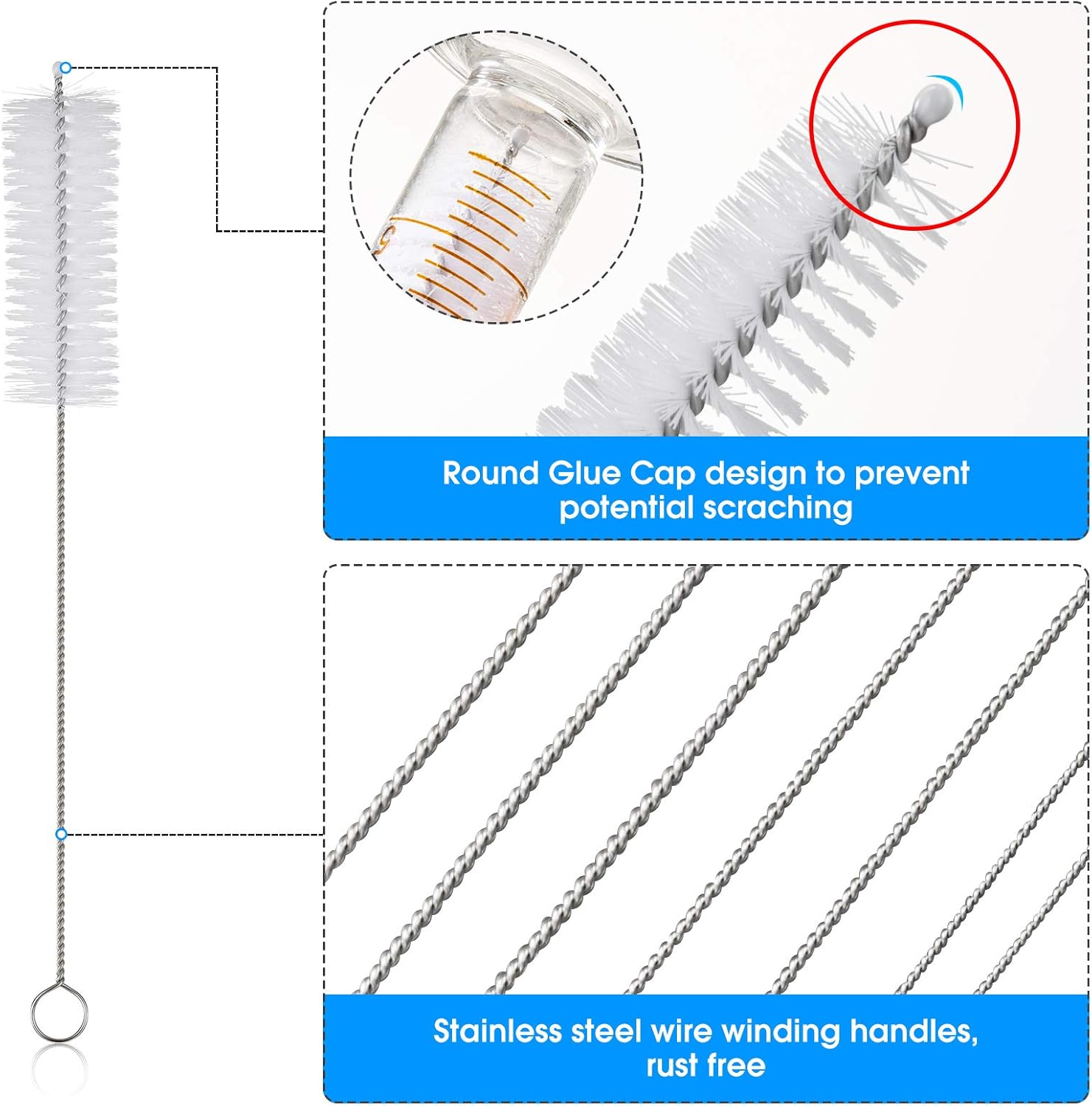 10 Piece Stainless Steel Straw Cleaning Brush Set - Durable Nylon Bristles - Multi-Size for Reusable Straws, Sippy Cups, and Narrow Neck Containers โ image 6