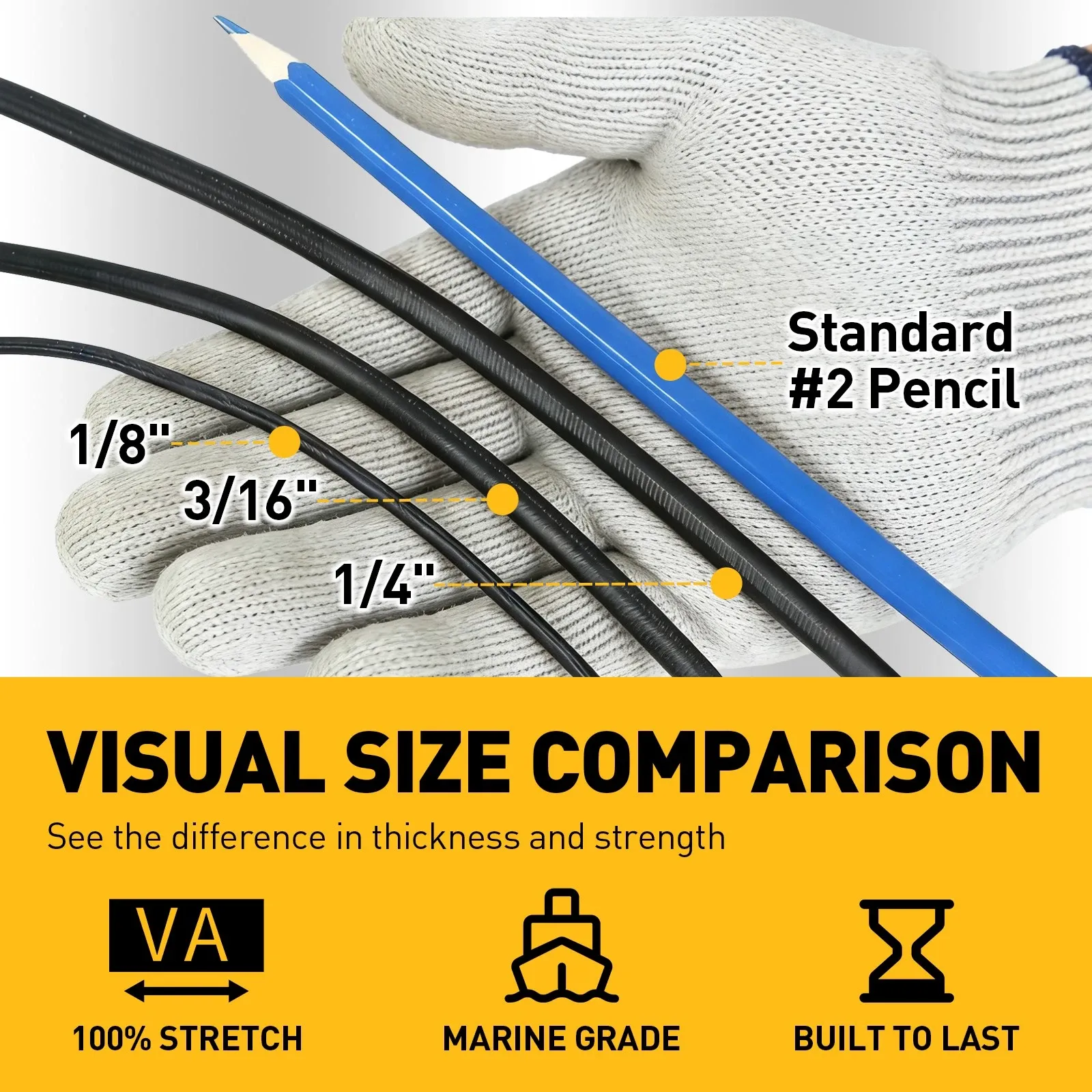 ELEAD 1/8" x 110FT Elastic Bungee Cord Roll 3mm Marine Grade Shock Cord 29lbs — image 4