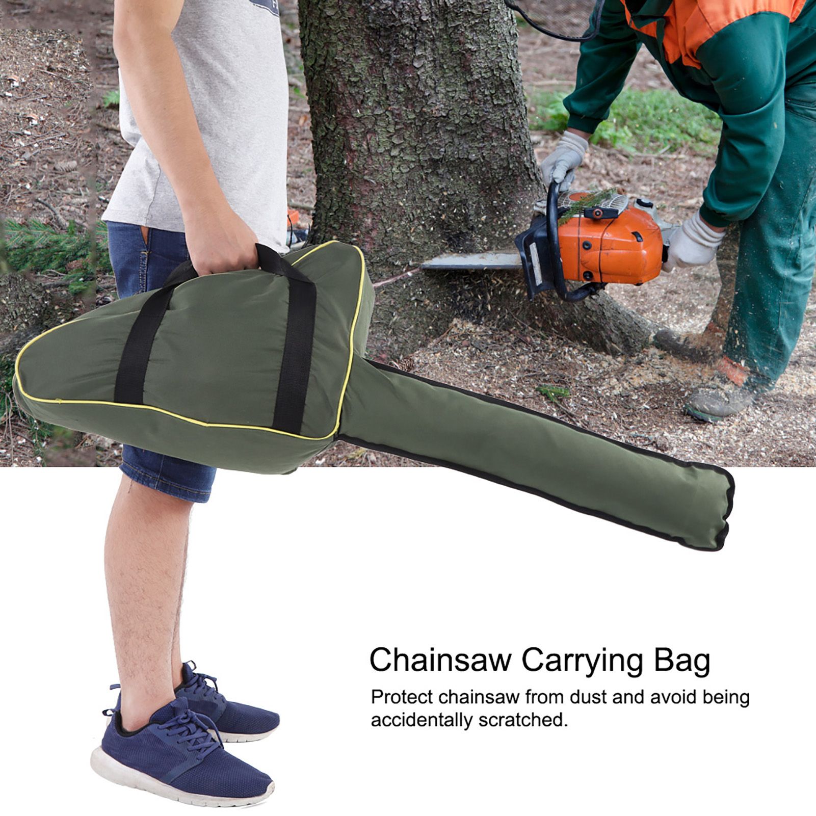 Portable Oxford Cloth Chainsaw Storage Bag Lawn Mower Carry Case Protective Box (Green) — image 2