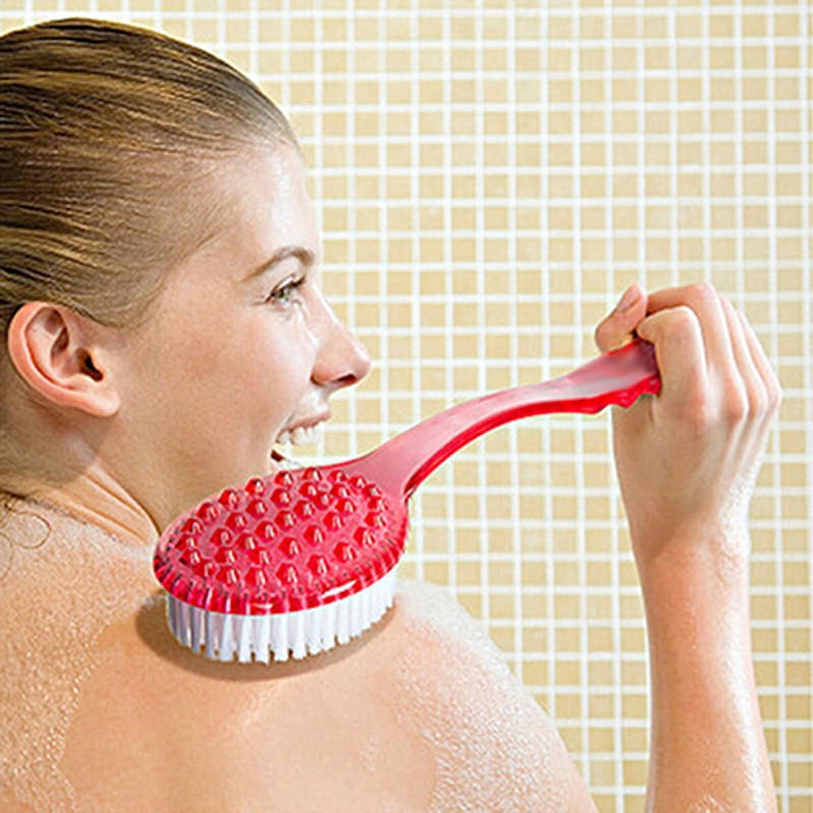Long Handled Bath Shower Back Brush Body Scrubber Massager Skin Cleaning Tool Brush 2023 New Rose Red โ image 2