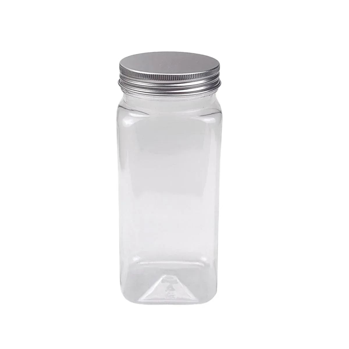 20pcs Square Transparent Plastic Bottle with Aluminum Cap Sealed Jar for Food Storage - 550ml