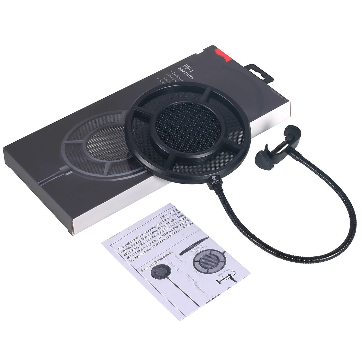 2-layer Anti spray net for Other Mic, Upgraded Metal Microphone Pop Filter Windscreen with Flexible 360°Gooseneck — image 5
