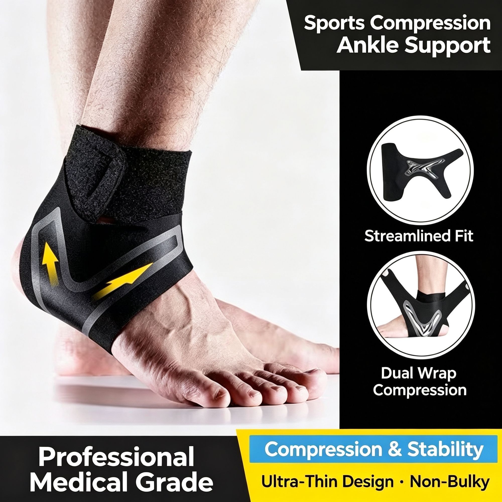 Premium Ankle Support Brace Pair (Left + Right) Size S (AU 2-4) | Christmas Dual Foot Basic Gift | Anti-Sprain Ankle Wrap for Basketball Football Outdoor — image 4