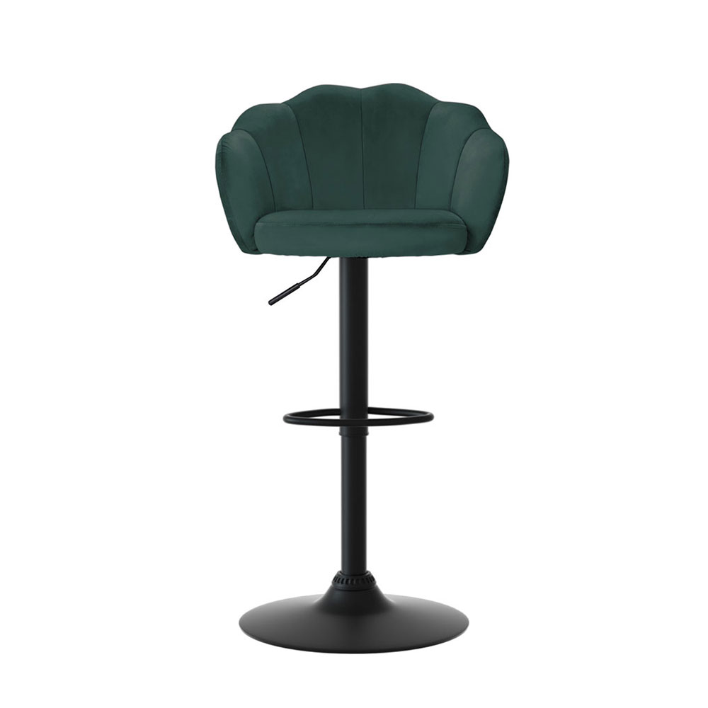 Artiss 4x Bar Stools Gas Lift Velvet Green — image 3