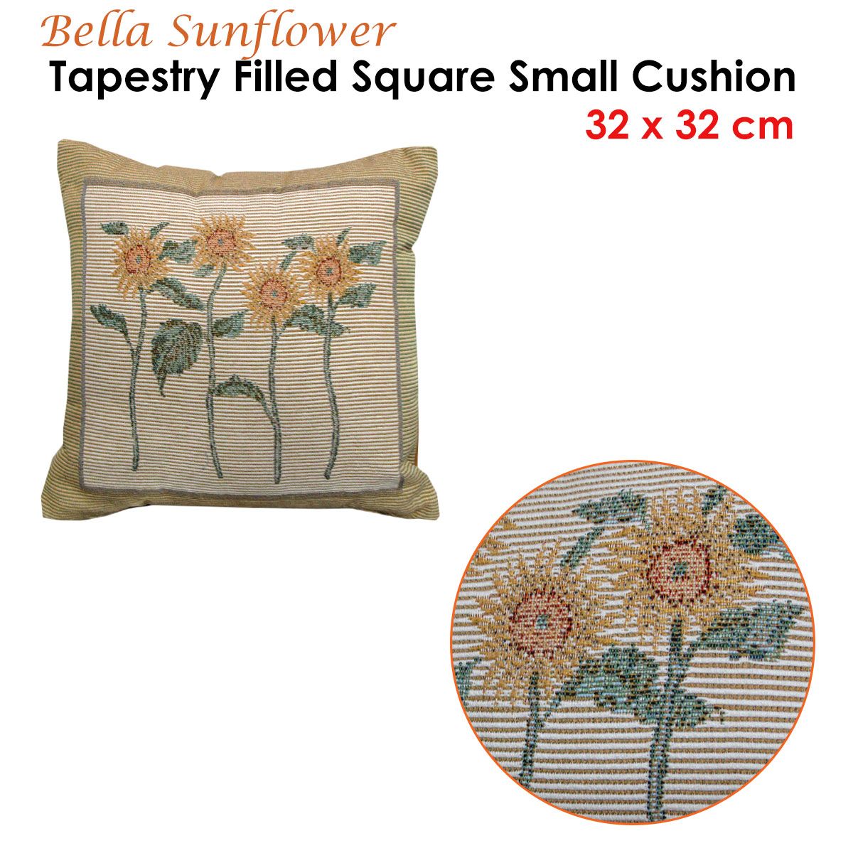 Rapee Bella Sunflower Tapestry Filled Cushion 32 × 32 cm — image 2