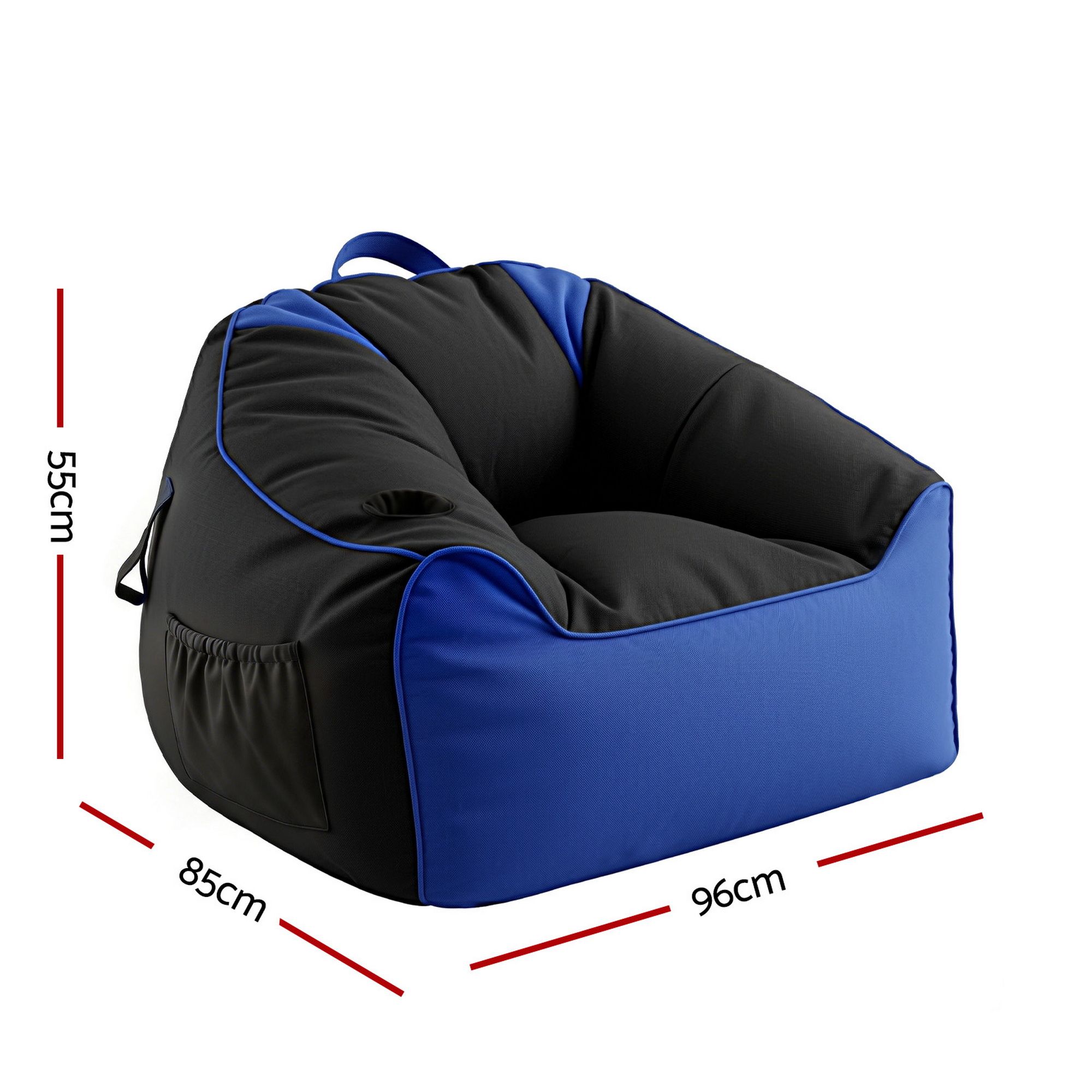 Artiss Gaming Bean Bag Chair Cover (No Filler) for Adults Teens Kids Splash-Proof Floor Gaming Chair Cover with Side Pockets, Headphone Hanger, Cup Holder — image 2