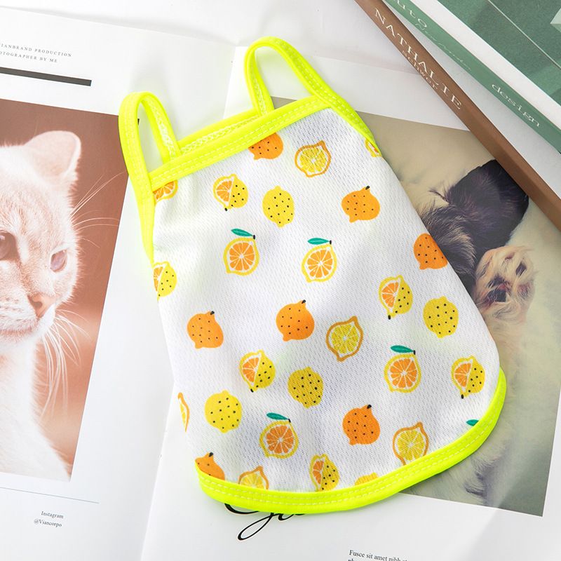 Lele Meow Pet Vest Summer Polyester Camisole-lemon XS