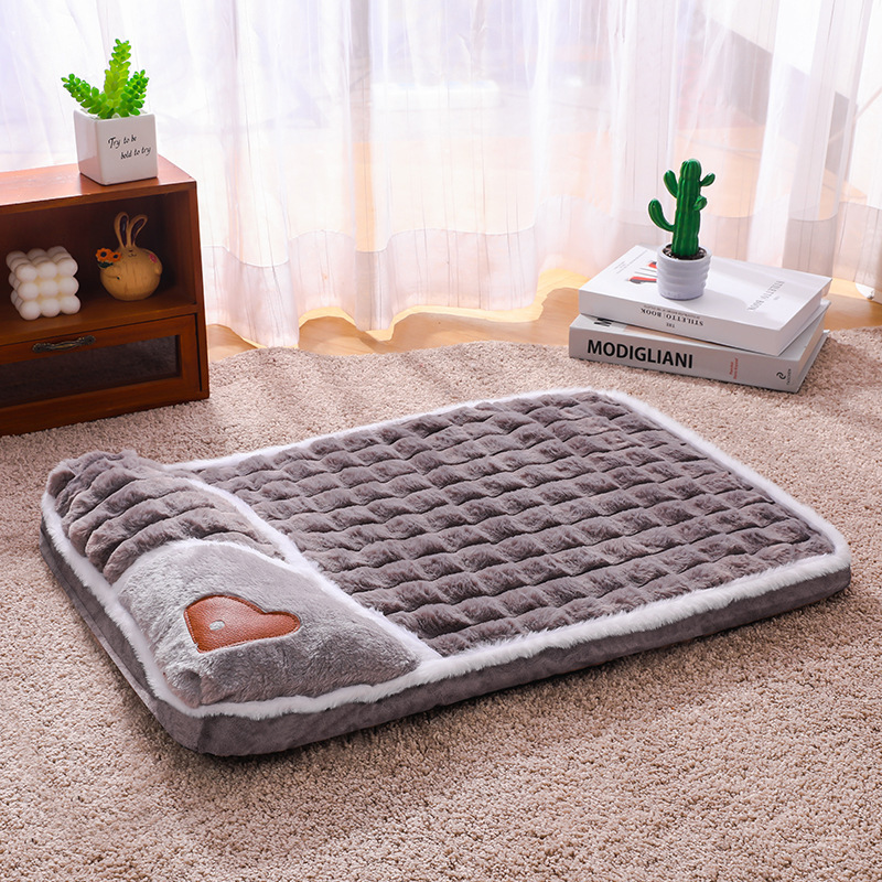 Thickened Pet Sofa Bed XL Size 75x45cm Grey Dog Mat with Integrated Pillow Soft Washable Sleeping Pad for Dogs and Cats All Season Comfort
