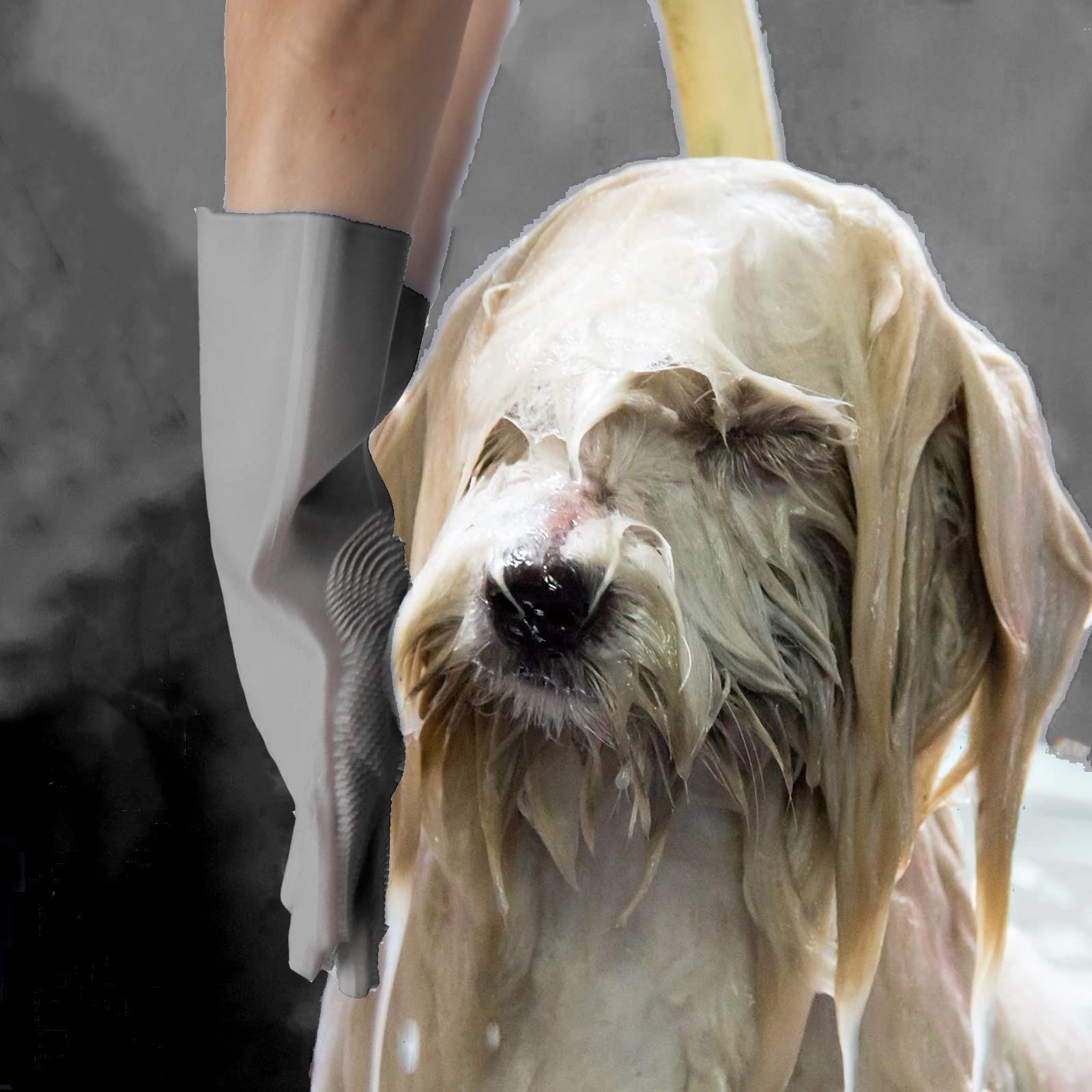 High density dog shower gloves with teeth, heat-resistant silicone cat hair remover with enhanced five finger design โ image 4