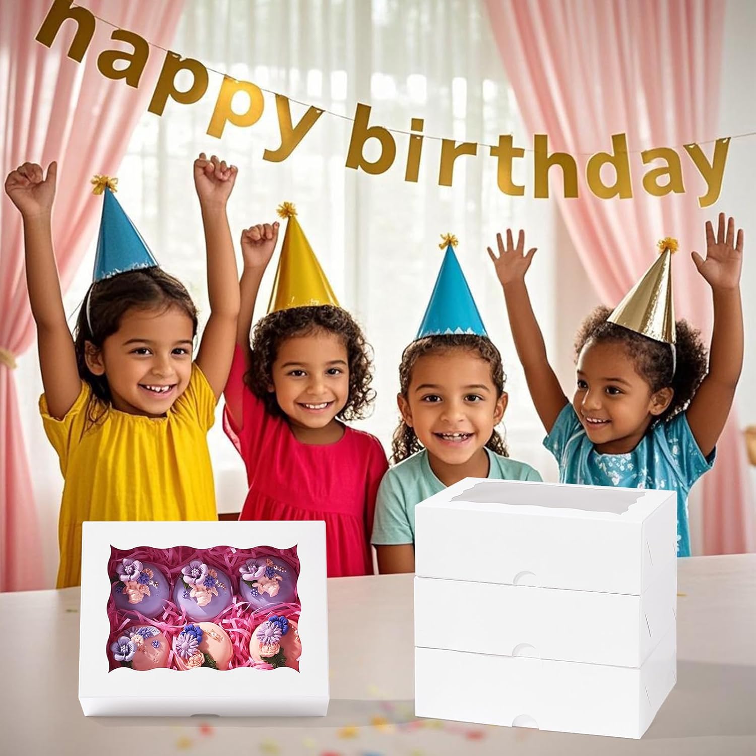 8PCS White Bakery Boxes with Window, 8x6x2.5 Inch Gift-Ready Pastry Box for Chocolate Strawberries, Macarons, Donuts, Truffles, Ores, Cookies, Donuts, Perfect — image 4