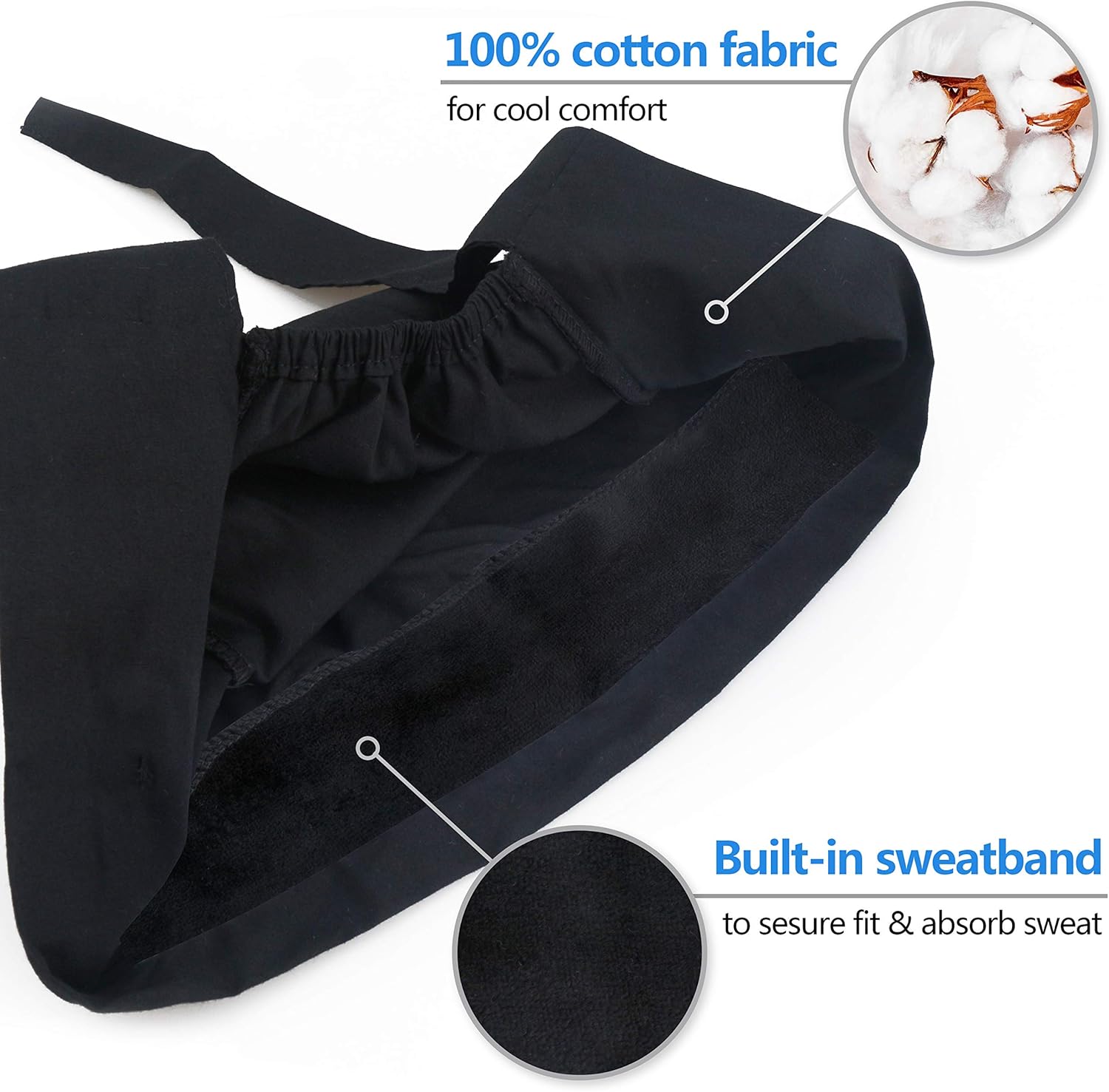Working Caps with Button and Sweatband, Adjustable Working Hats for Women Men, One Size (Tie Back or Toggle) — image 4
