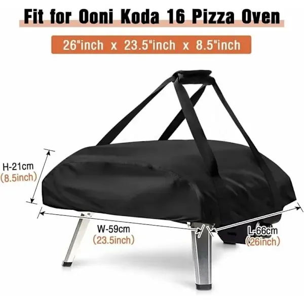 1 Piece 420D Pizza Oven Cover for Ooni Koda 16, Waterproof Oxford Fabric Outdoor Protector with Carry Straps, Black, 66 × 60 × 22 cm — image 2