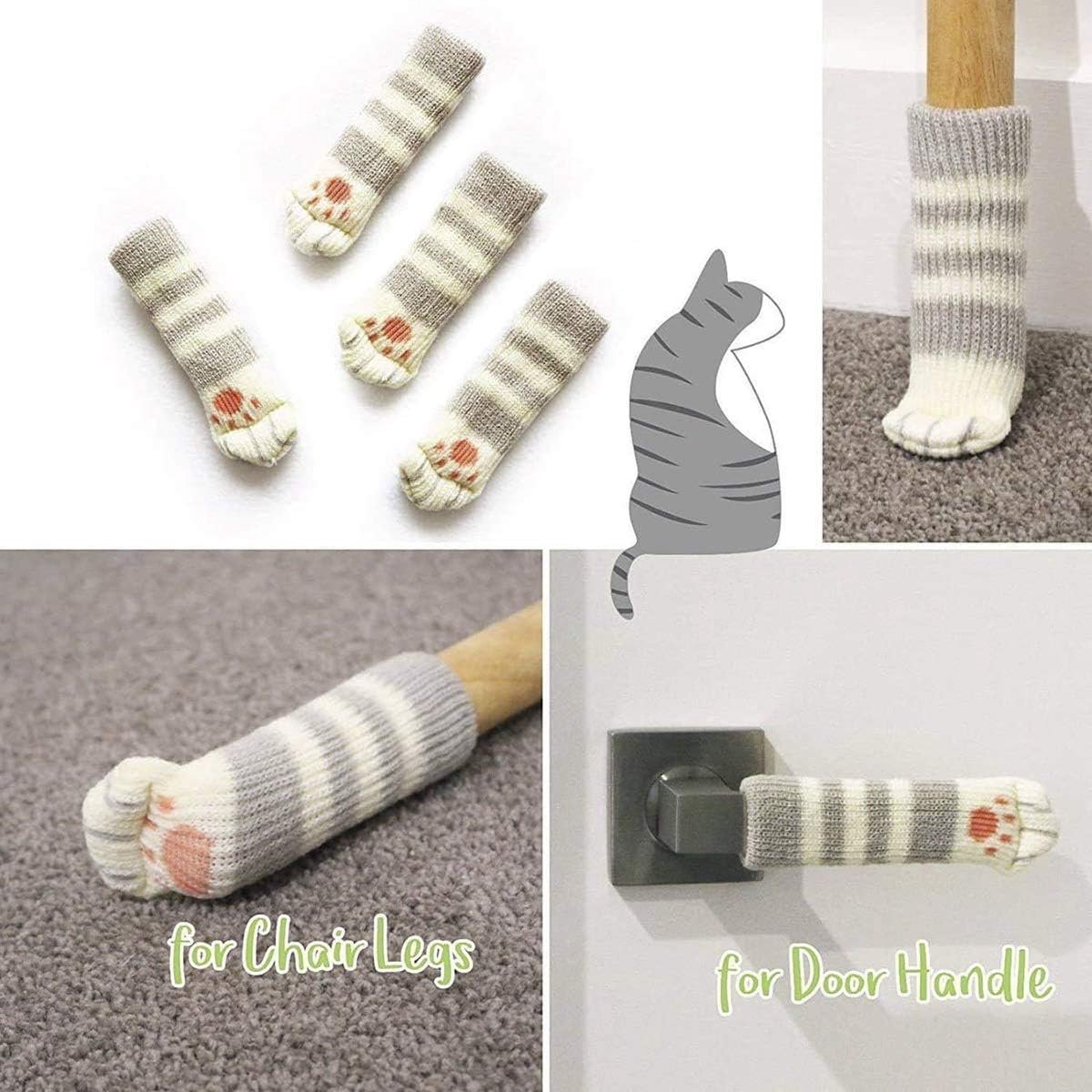 24 pieces - Furniture socks - Chair leg protectors - Floor protectors - Chair leg socks - Chair leg caps - cat paw chair socks - knitted non-slip chair leg โ image 4