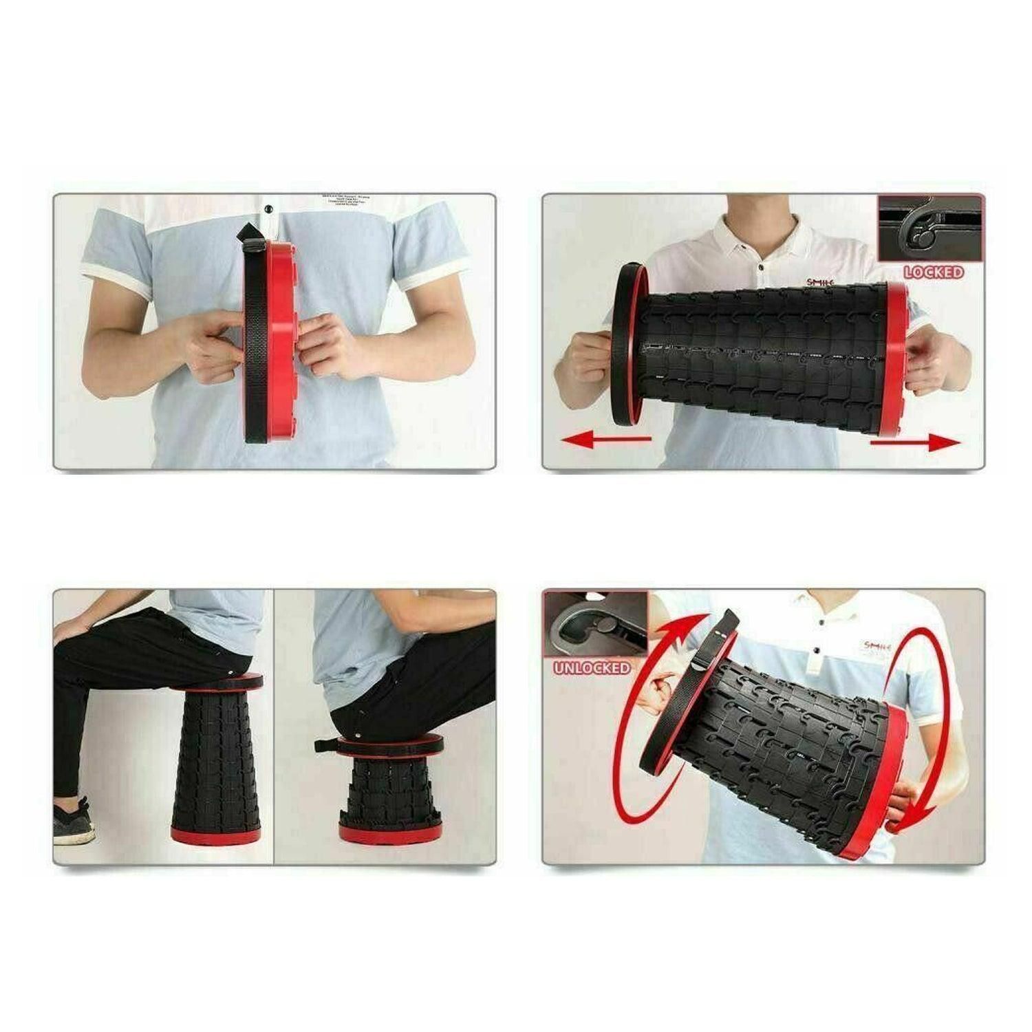 Camping Fishing Hunting Outdoor Chair Portable Folding Stool - Red — image 5