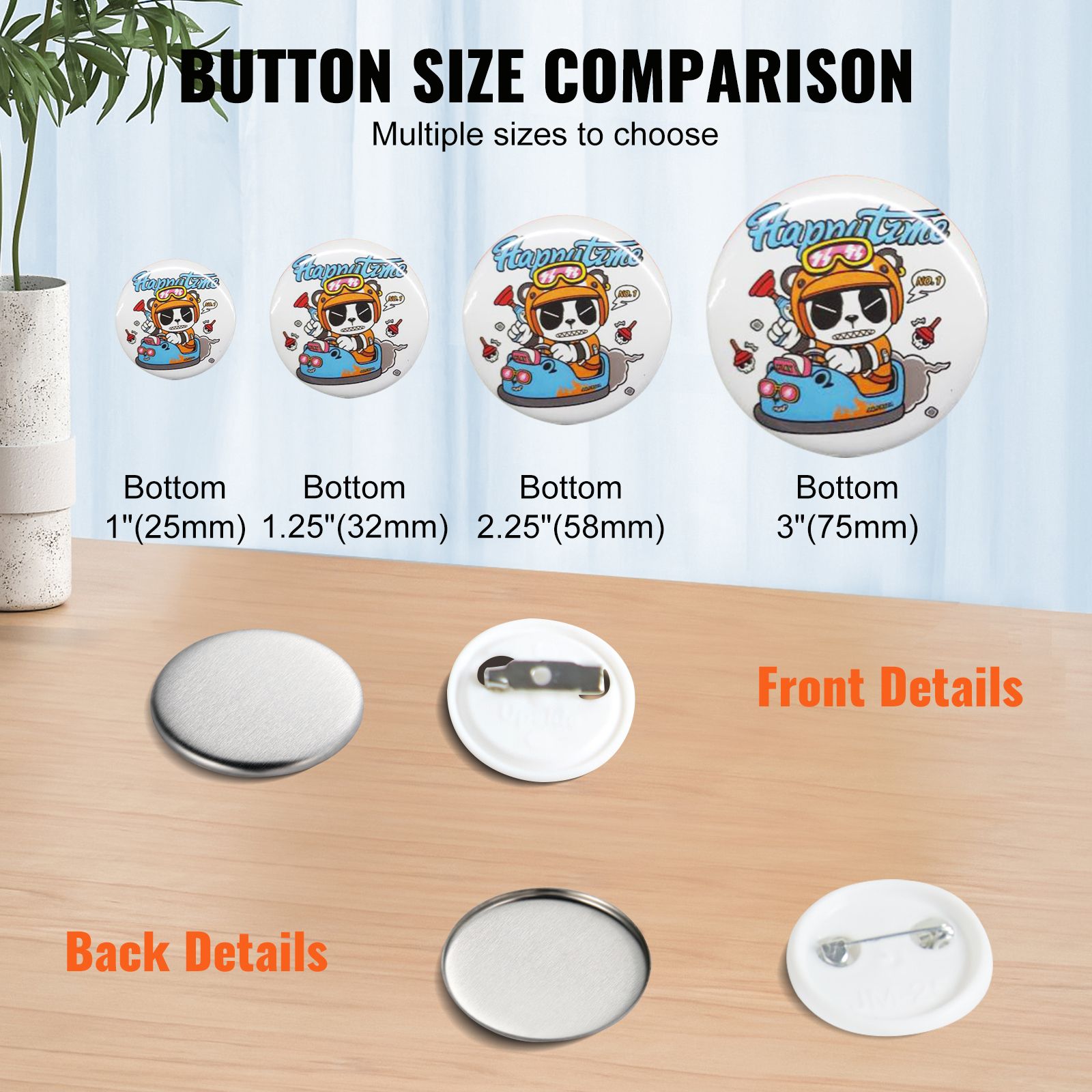 1" 25mm Button Badge Parts Supplies for Button Maker Machine 500 Sets โ image 5