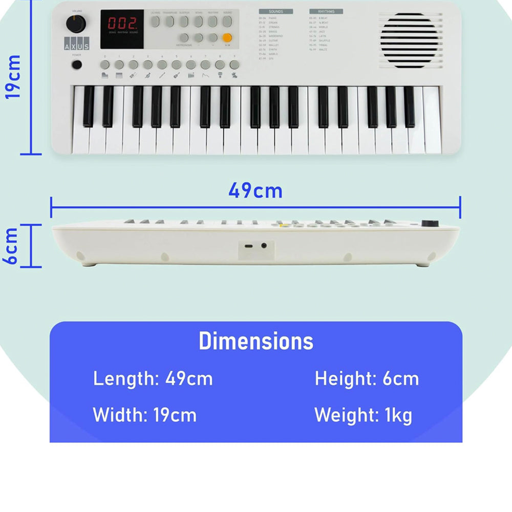 Axus Mini Keyboard 37 Key Keyboard - White — image 4