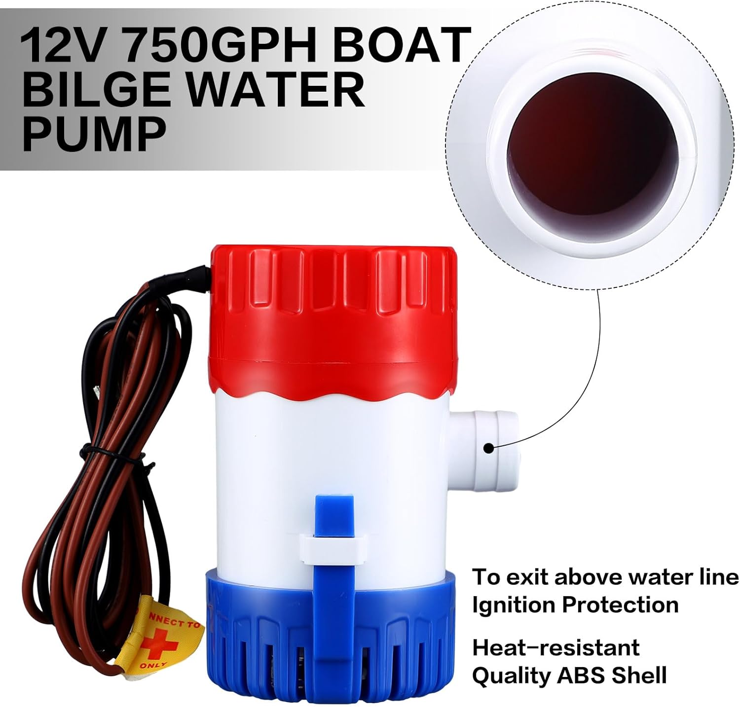 Landhoow Bilge Pump 12V with Float Switch Bilge for Boats DC 12V 24V 32V Portable Marine Electric Boat Water Pump(750 Gph) β image 2