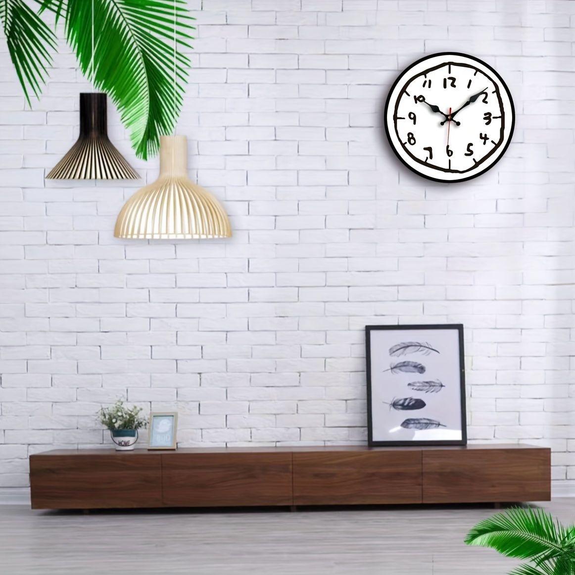 12in/30cm Modern Minimalist Wall Clock, Silent Non-Ticking Battery Powered Decorative Clock with Art Number Design for Living Room Kitchen Office — image 3