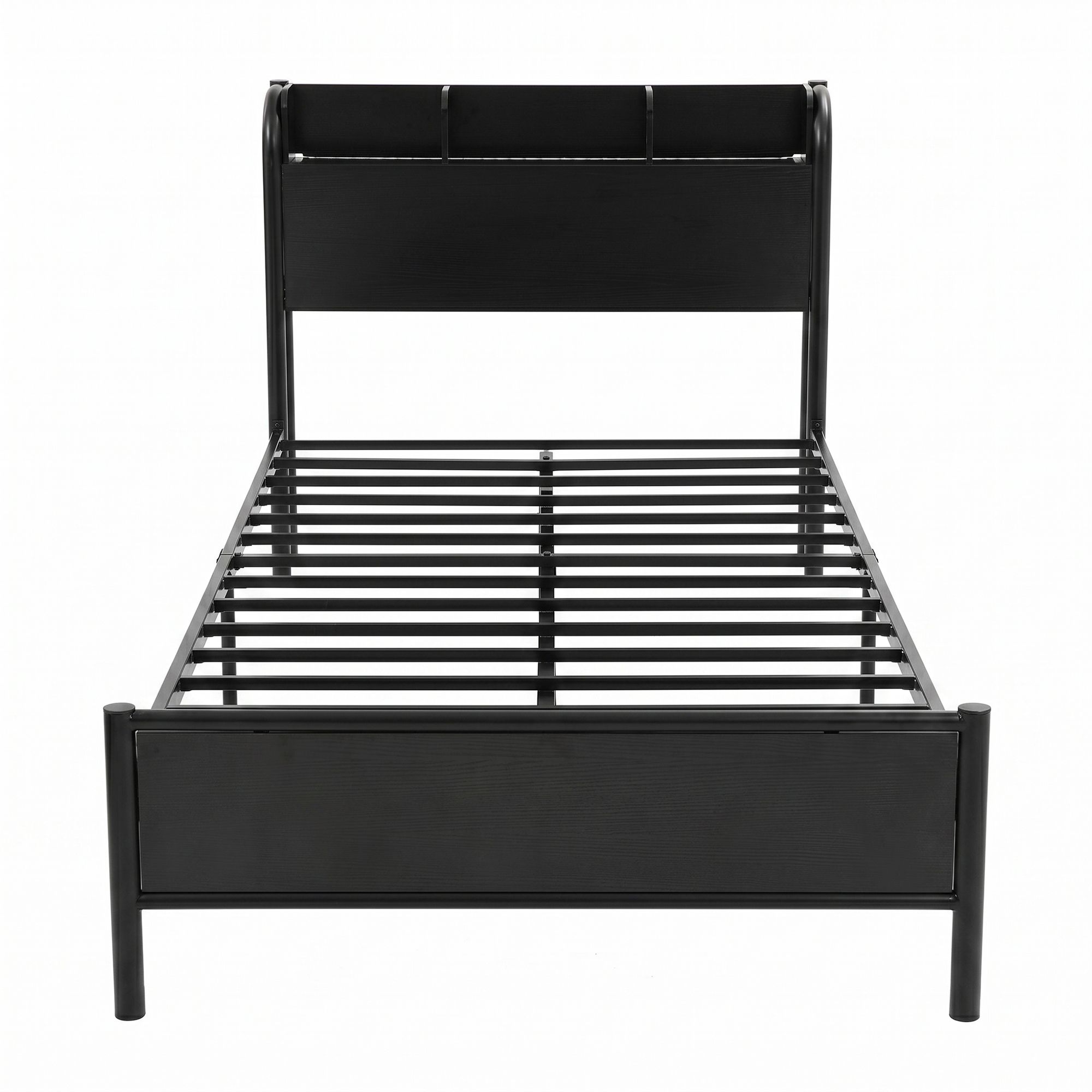 Artiss Bed Frame Single Size with Storage Shelf Headboard Charging Station GRID — image 3