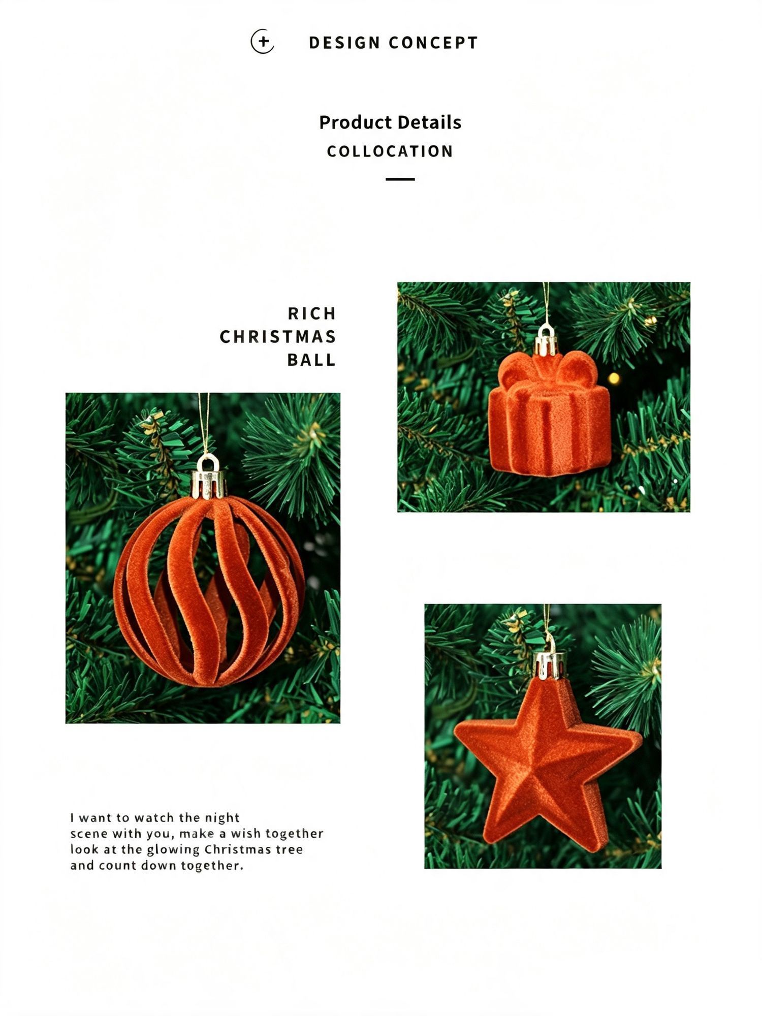 Soft Flocked Unique Shape Christmas Bauble Pack, Sophisticated Ins Style Xmas Tree Decor, Dark Brown 28 Pack Gift Box — image 6