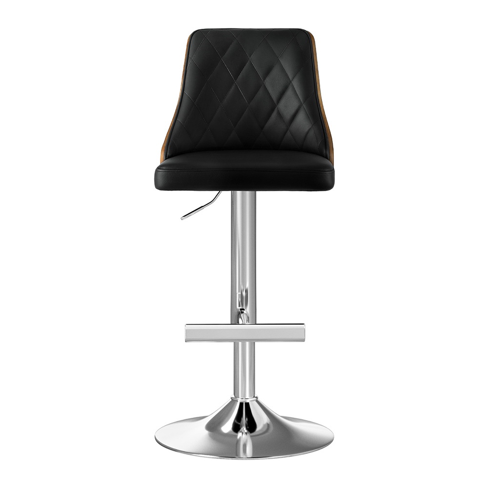 Artiss Bar Stool Bentwood Swivel Adjustable Kitchen Counter Stool Leather Black โ image 3