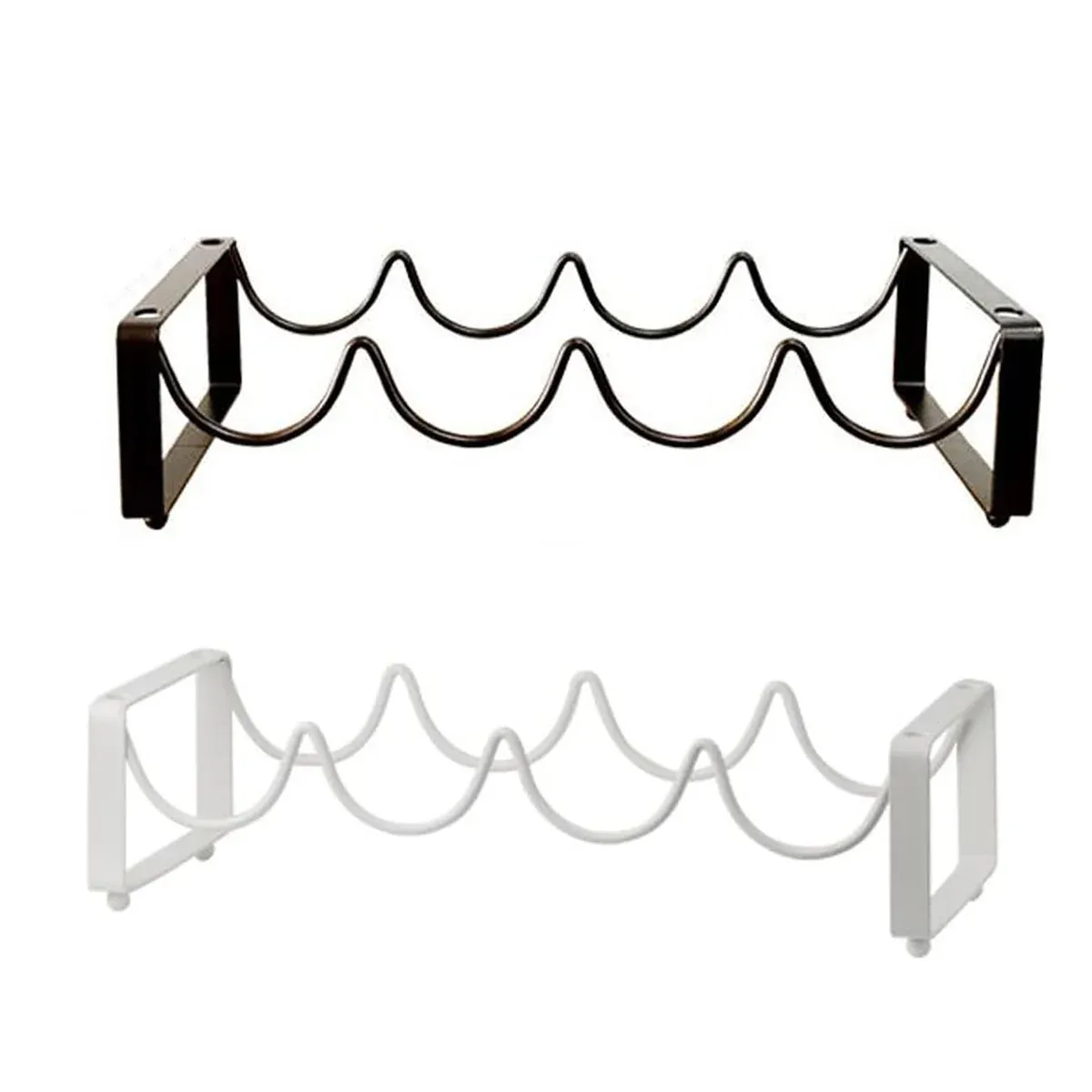 Iron Wine Rack Bottle Holder Metal Display Stand Tabletop Decorative Storage - White — image 3
