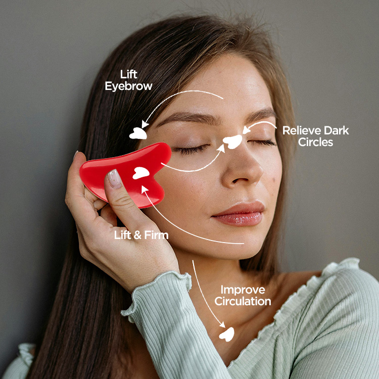Pink Dual-Head Resin Facial Roller and Heart-Shaped Gua Sha Set for Home SPA Skincare and Face Neck Massage โ image 5