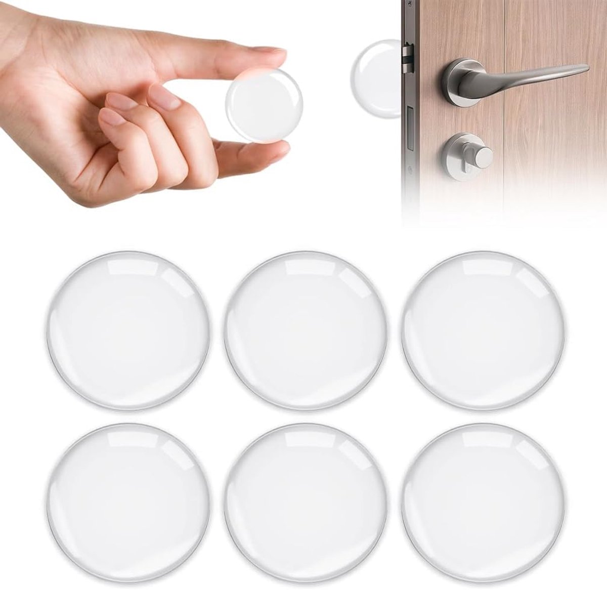 6 pieces - door stoppers - 40*40*8 mm - wall stopper for door handle - self-adhesive wall protector - silicone door stoppers - soft door damper - round wall