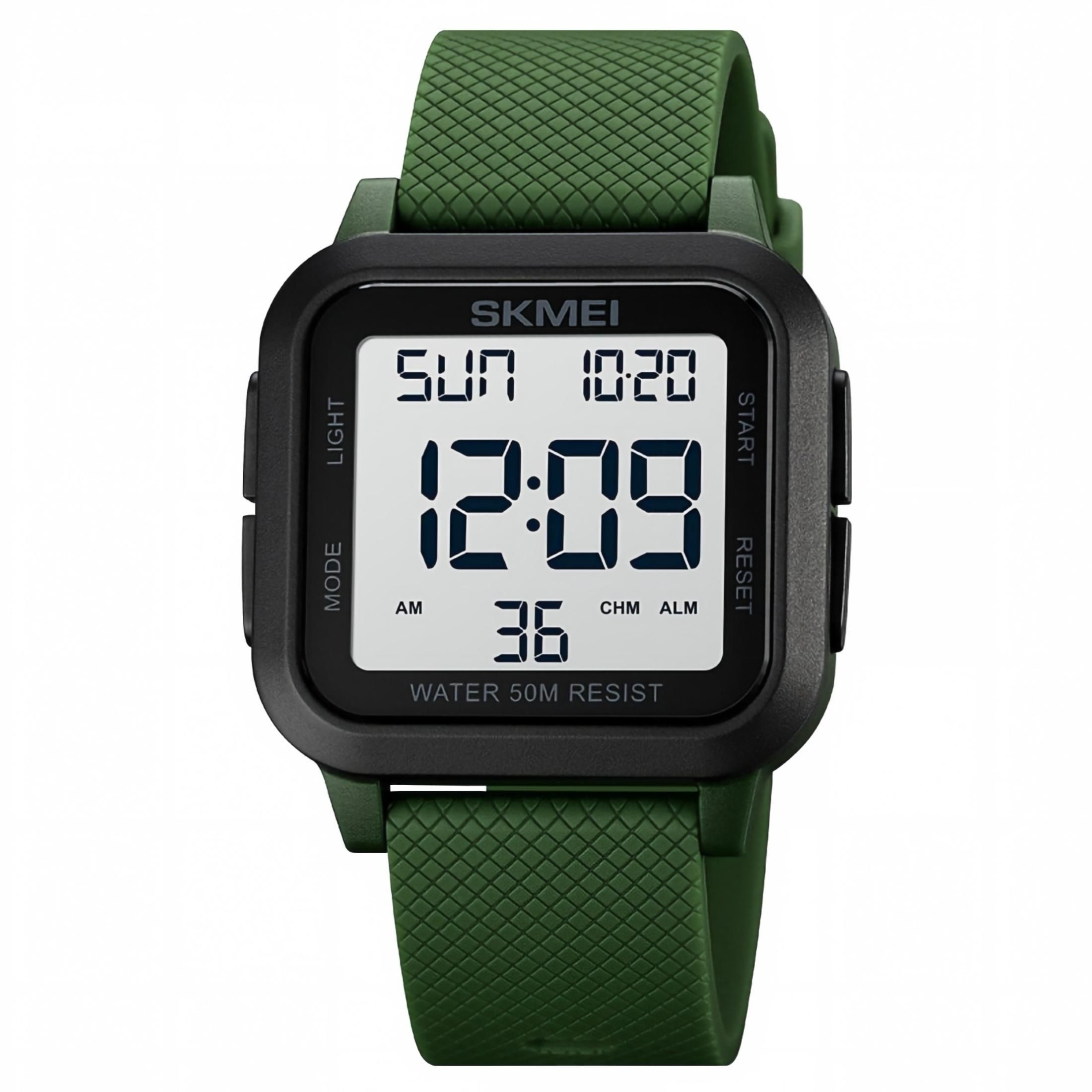 Men Analog Digital Military Sports Watch, 50M Waterproof Outdoor Wrist Watch with Backlight Stopwatch Alarm, Camouflage Green