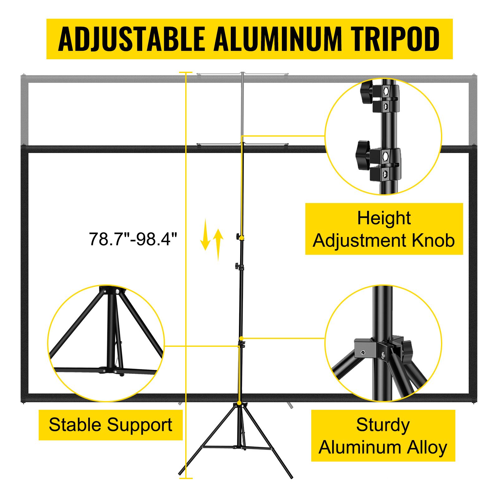 Tripod Projector Screen with Stand 70 inch 16:9 4K HD Projection Screen Stand Wrinkle-Free Height Adjustable Portable Screen for Projector Indoor & Outdoor for โ image 4