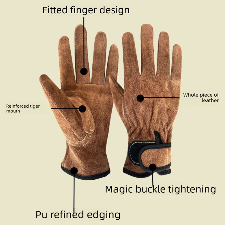 Size 2XL Heavy-Duty Cowhide Protective Gloves with Heat Resistant and Wear-Proof Leather for Outdoor Camping Welding and Industrial Work Reliable Hand Guard — image 4