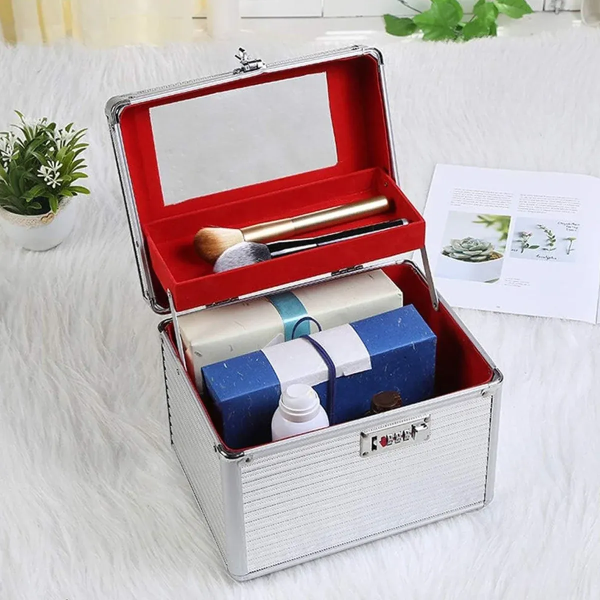 Aluminium Alloy Cosmetic Case Portable Handheld Storage Box Multifunctional — image 4