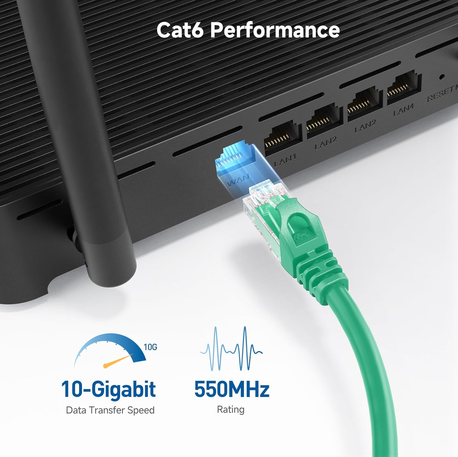 10Gbps 5-Color Combo Snagless Cat 6 Ethernet Cable - 3ft, Cat 6 Cable, Cat6 Cord, Ethernet Cord, Multicolored (Black, Blue, White, Green, Red) โ image 4