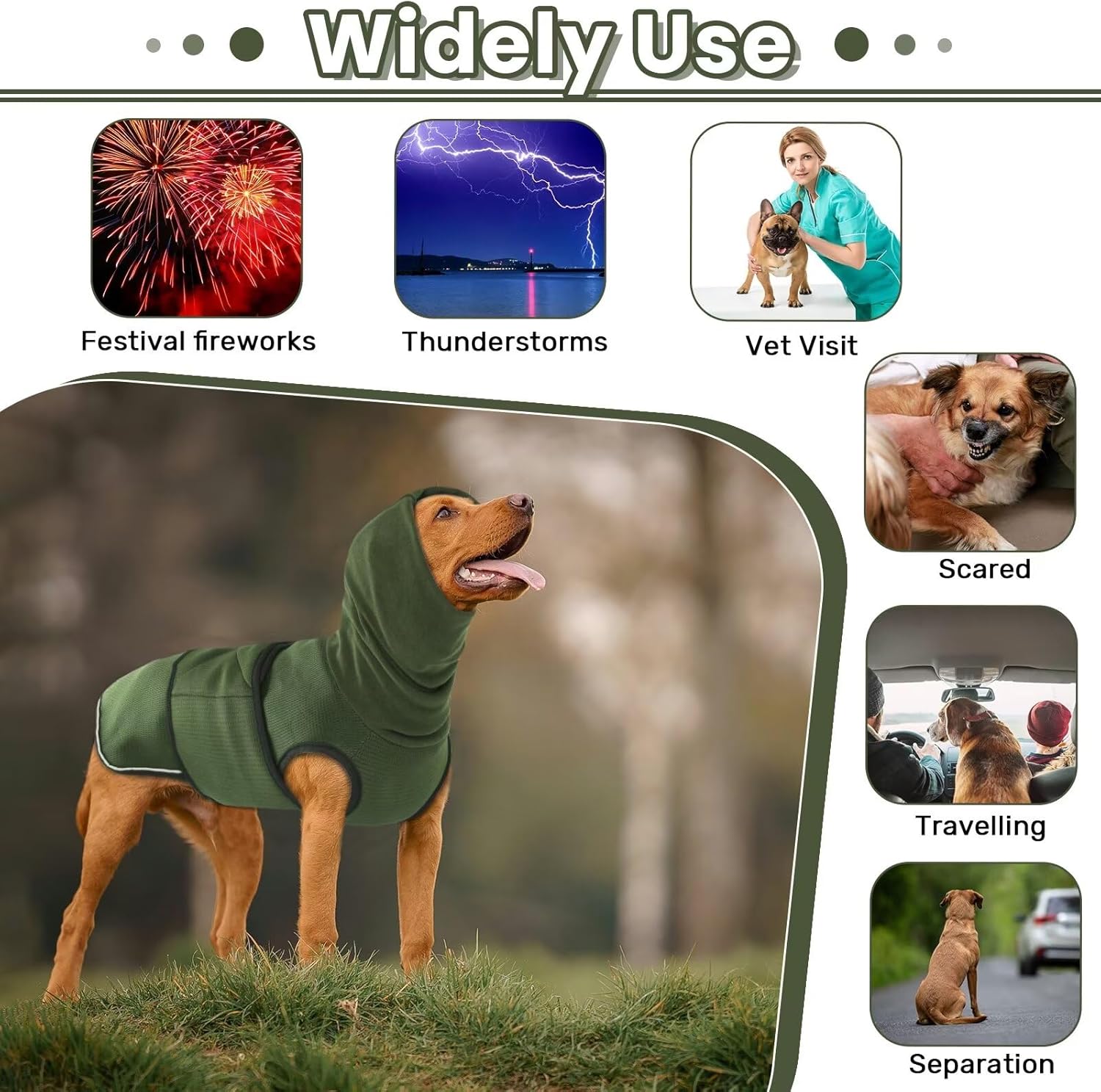 Winter Dog Coat - Soft Adjustable Bodywarmer - Warm - Size M - Military Green — image 3