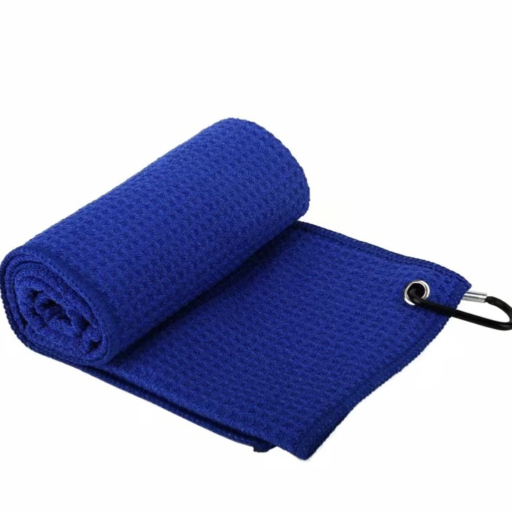 Blue Microfiber Waffle Weave Golf Towel Set - 4 Pack (40 × 60cm) - Ultra Absorbent & Quick Drying