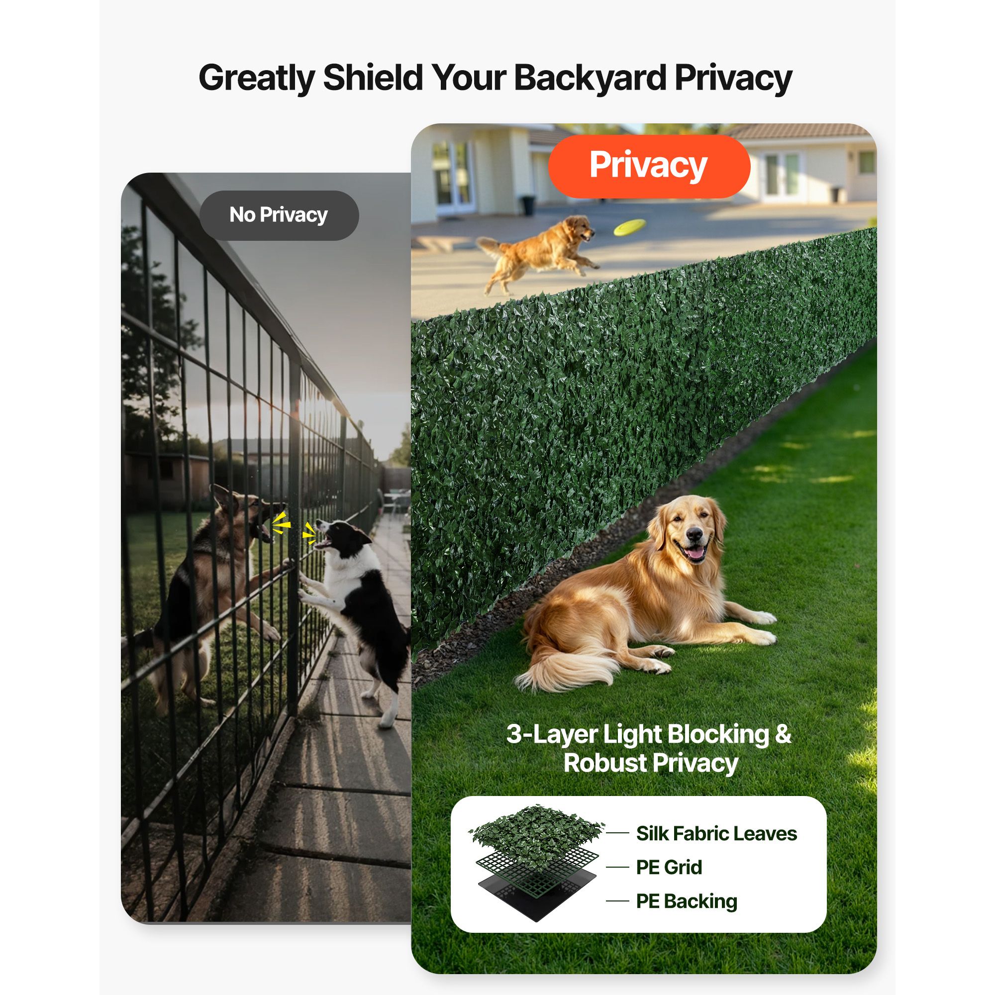 Ivy Privacy Fence, 1830 x 2440 mm Artificial Green Wall Screen, Greenery Ivy Fence with Mesh Cloth Backing and Strengthened Joint, Faux Hedges Vine Leaf โ image 2
