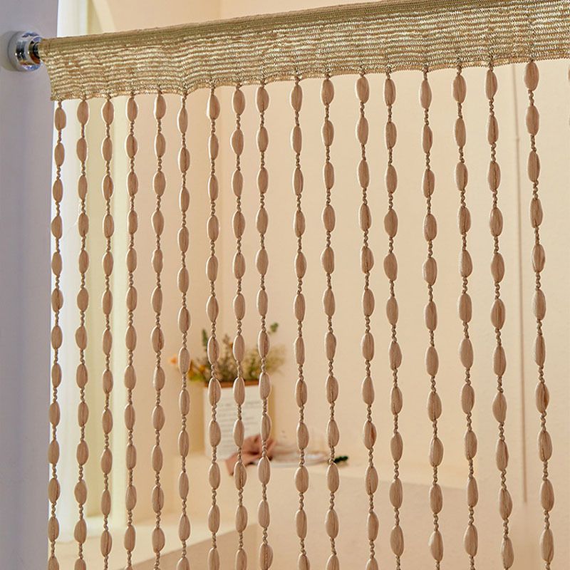 Door String 39x79 Inch Curtains Beige Panel Soft Balls Romantic Glitter Fringe Room Divider Home Décor Wedding Girls, Beige — image 3