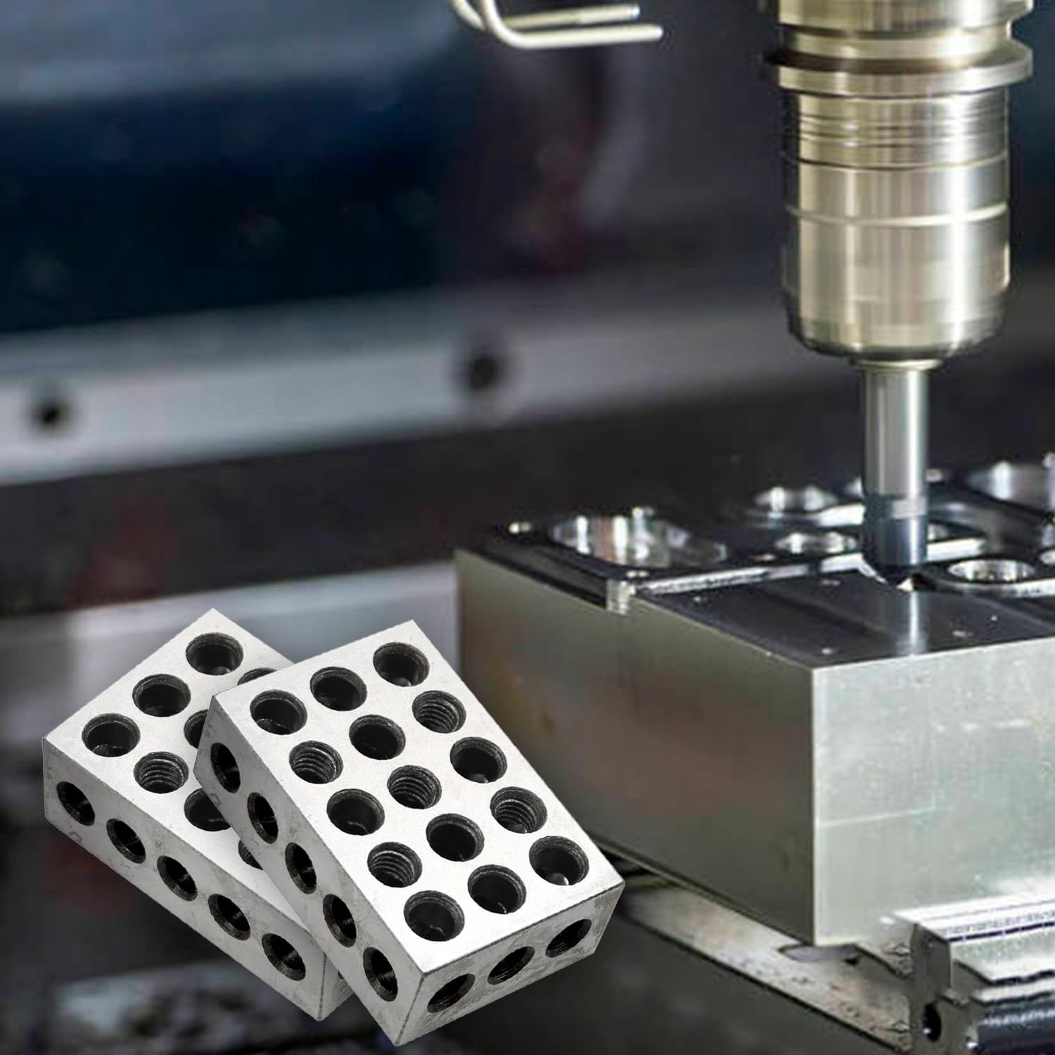 1-2-3 Blocks 23 Holes Within .Tolerances 321 Blocks Set Used for Calibrating Equipment Steel-Hardened Precision, Two Pack โ image 2