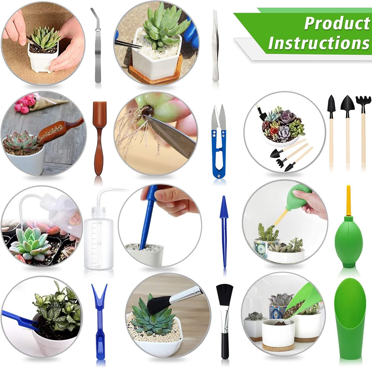 Succulent Tools, Mini Garden Tool Set, Transplanting Tools Set, Succulent Care kit for Succulent Miniature Gardening Plant, Multi, 13 Pcs — image 3