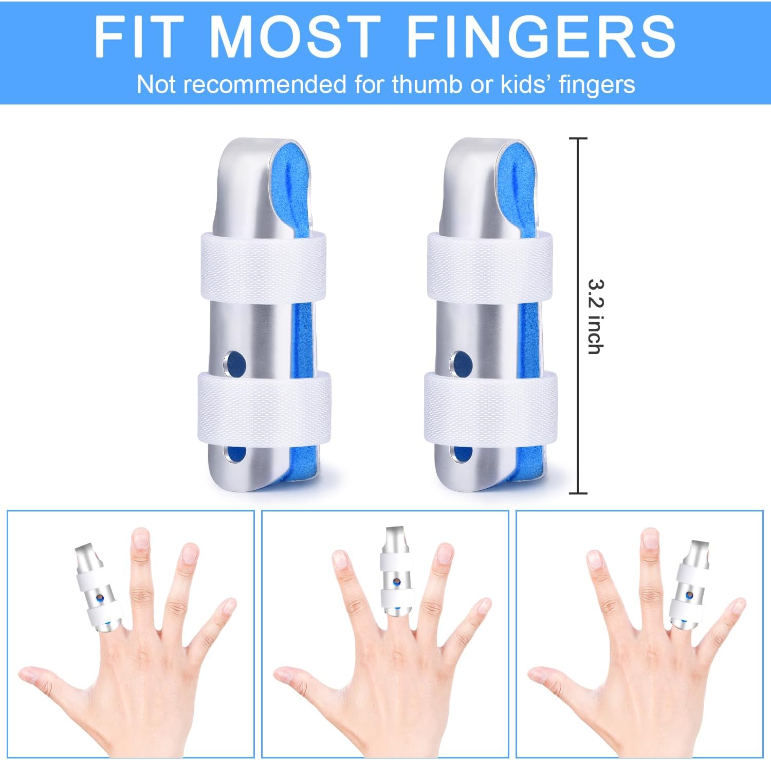 Finger Splint, 2pcs Finger Support Brace for Arthritis Knuckle Immobilizationm, Middle Size — image 3