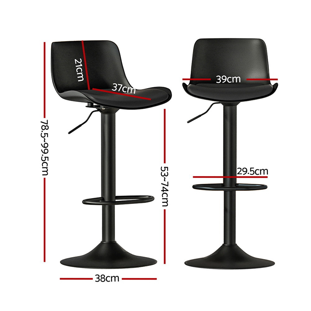 Artiss 4x Bar Stools Padded Seat Gas Lift Black — image 2