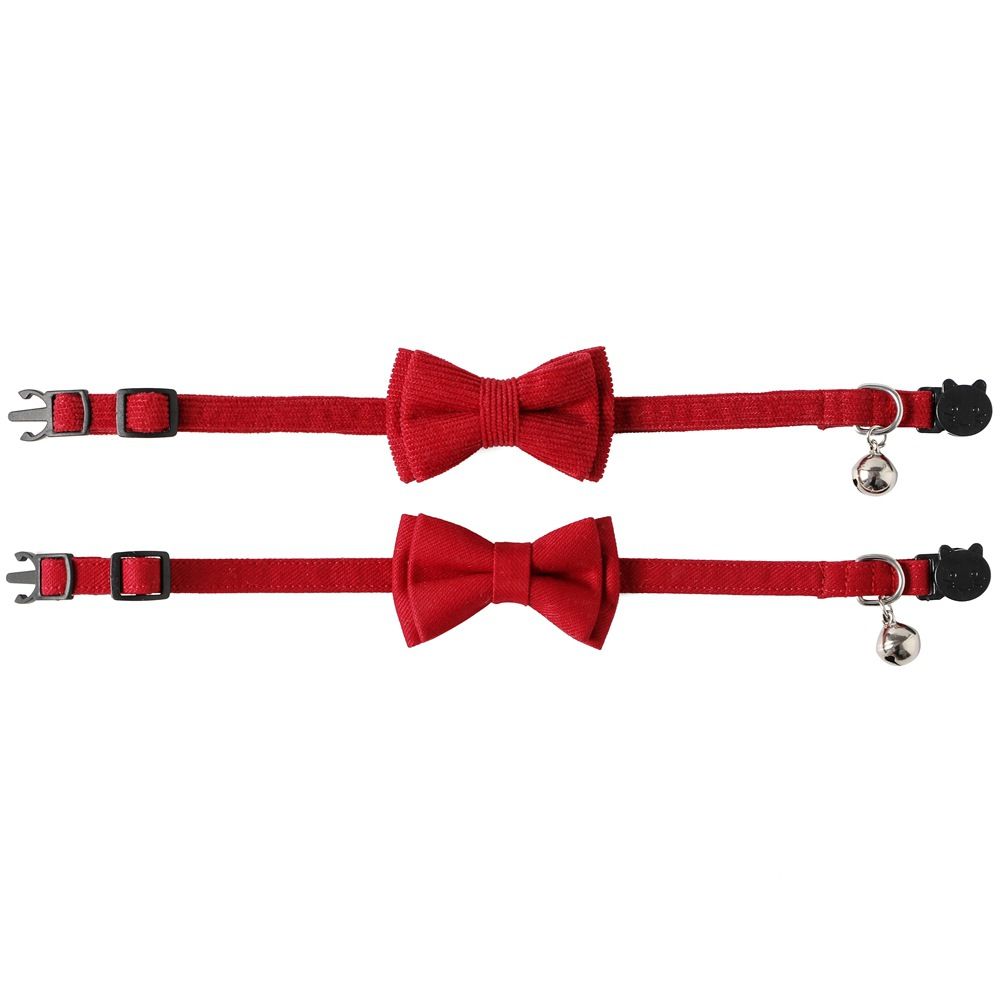 2 Pack Breakaway Cat Collars with Bell and Bowtie Comfortable Velvet Cat Collar with Cute Safety Buckle Adjustable Pet Collar — image 2