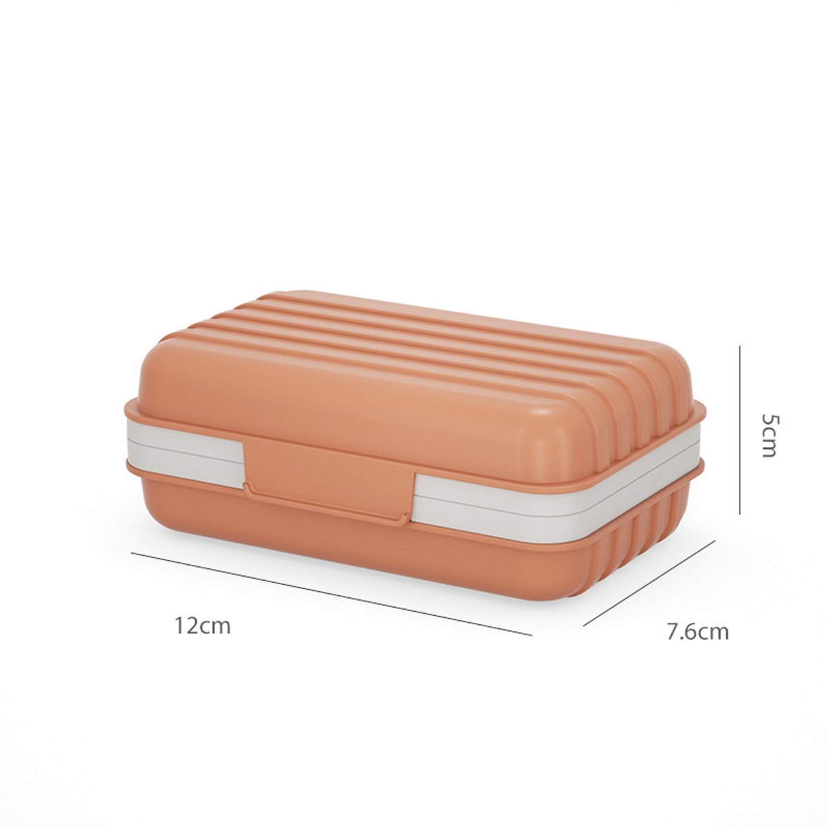 Set of 2 soap dishes with lids, portable soap holder, baby bathroom accessories, travel toiletries, for holidays and trips, 12 × 7.6 × 5 cm, white, orange, PP — image 2