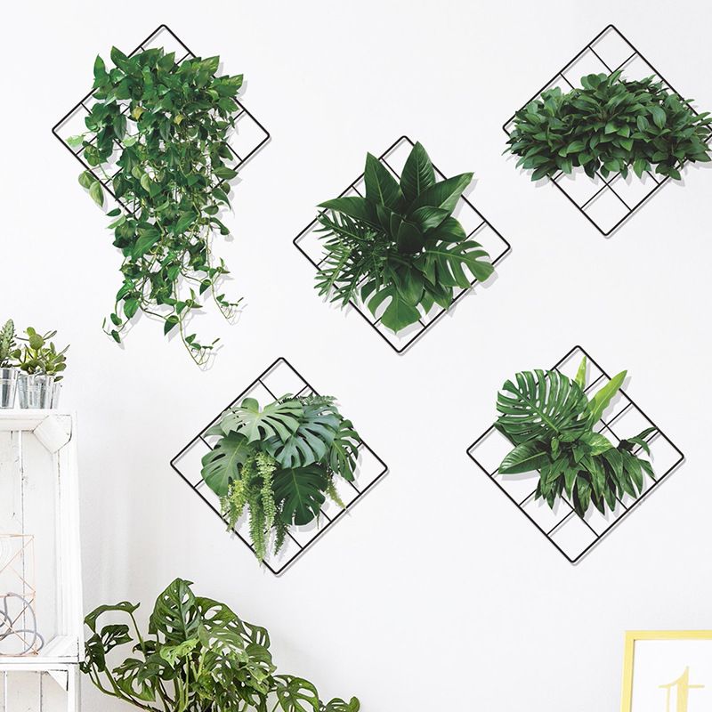 3D Vivid Green Plants Grid Wall Decal,Removable DIY Green Leaves Wall Sticker Home Decor Art Murals Paper Decoration for Bedroom โ image 4