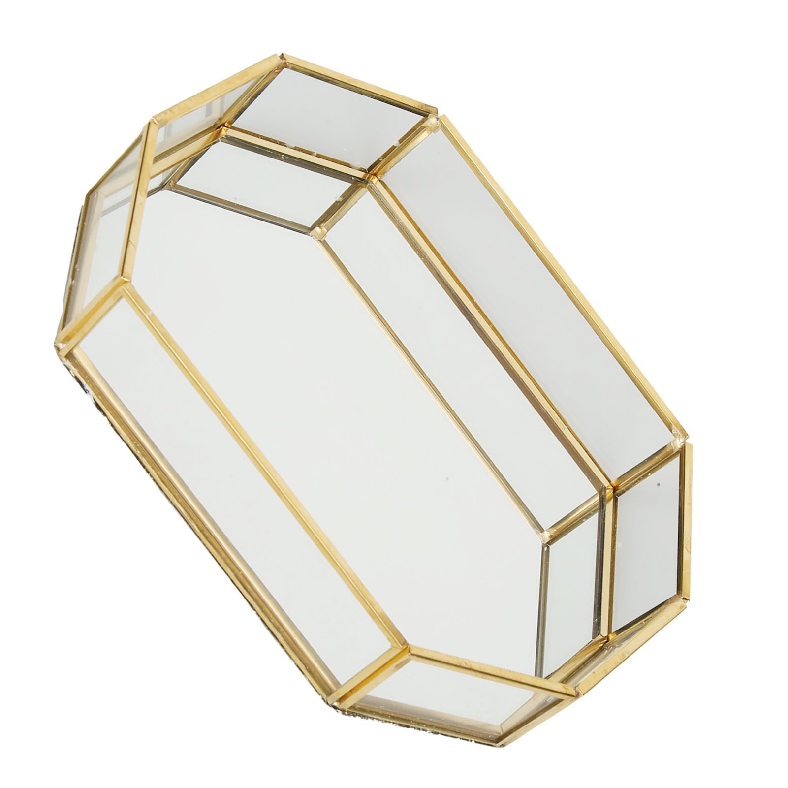 Octagonal Storage Box Mini Gold Geometry Jewelry Necklace Dessert Basket with Flannel 20x14x4cm — image 5