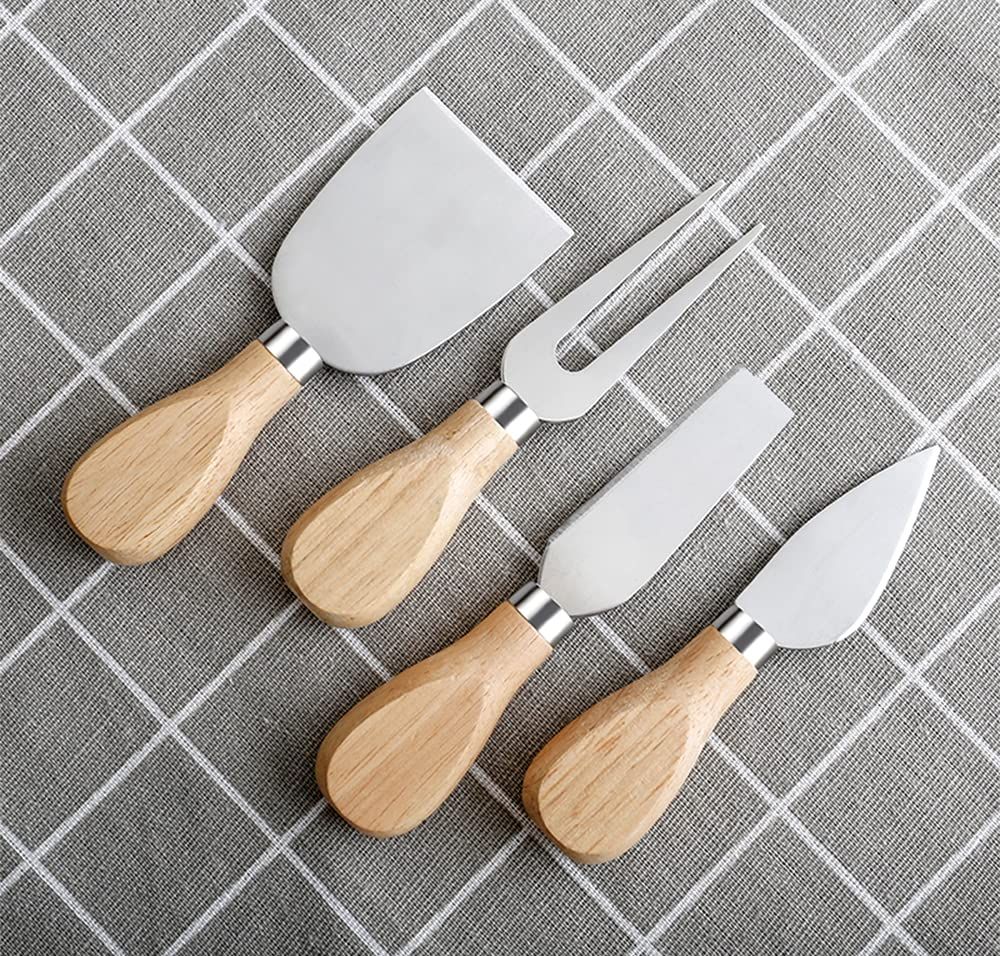 Charcuterie Accessories, 4 PCS Cheese Knives Set with Wood Handle, Stainless Steel Cheese Slicer/Cheese Cutter — image 3