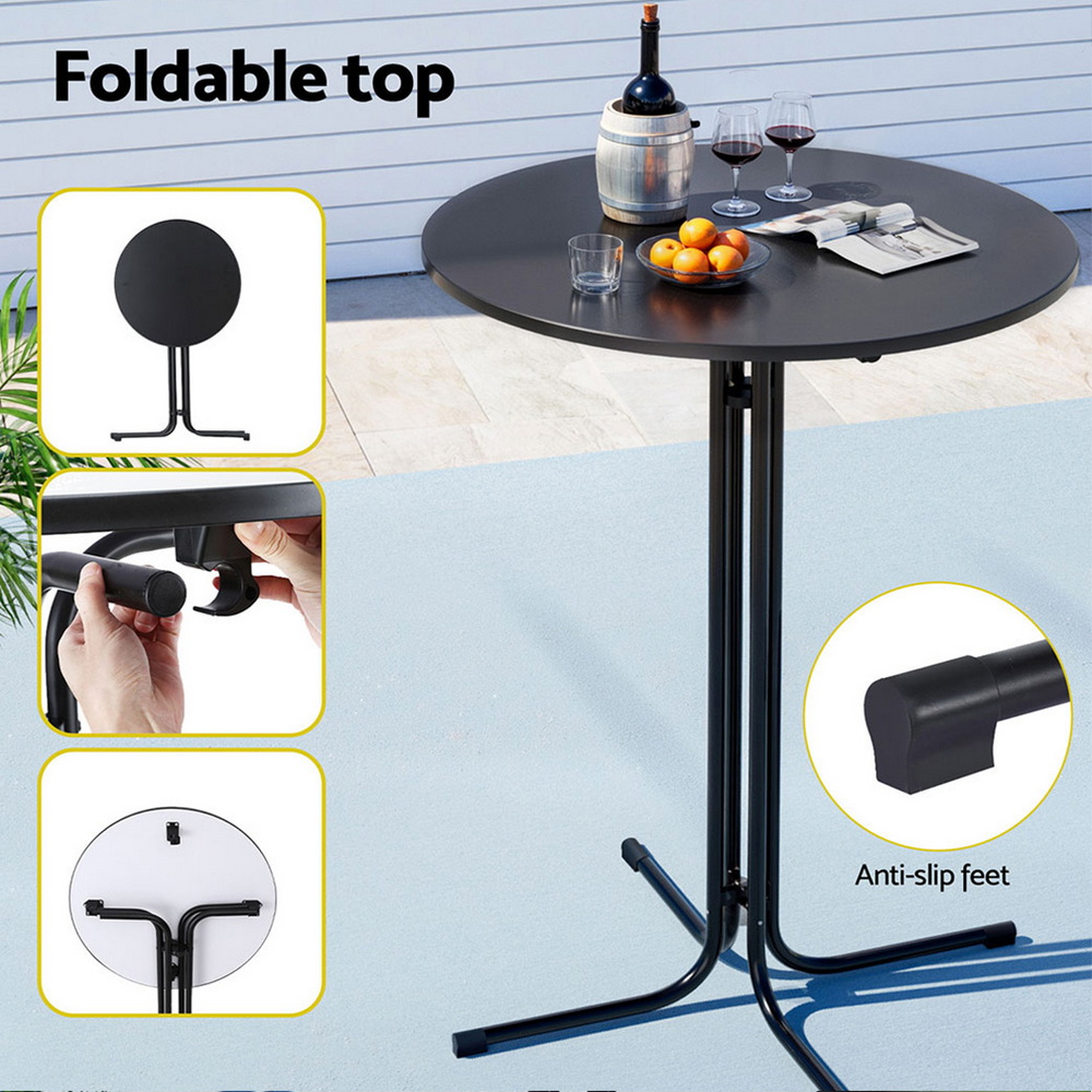 Gardeon Outdoor Bar Table Round Folding Desk Top 109cm Patio Furniture Black โ image 5