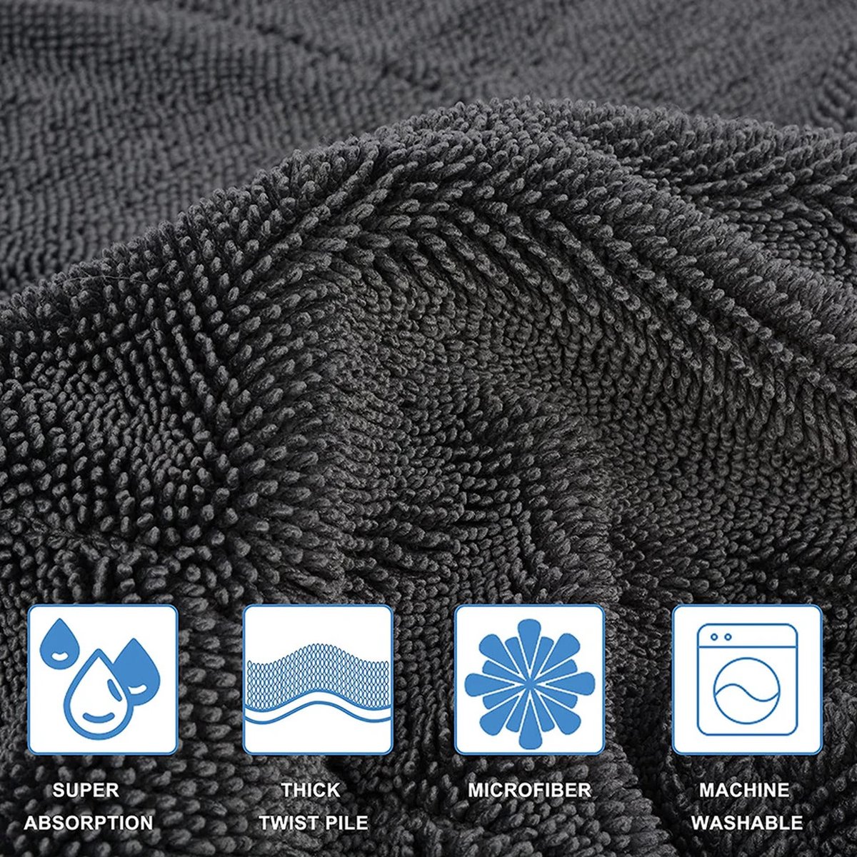 2 pieces - Microfiber cloth - drying towel - Drying cloth - Cleaning towels - 40*40 cm - 600 g/m² - gray - Absorbent - for shower, bathroom and car washing — image 3