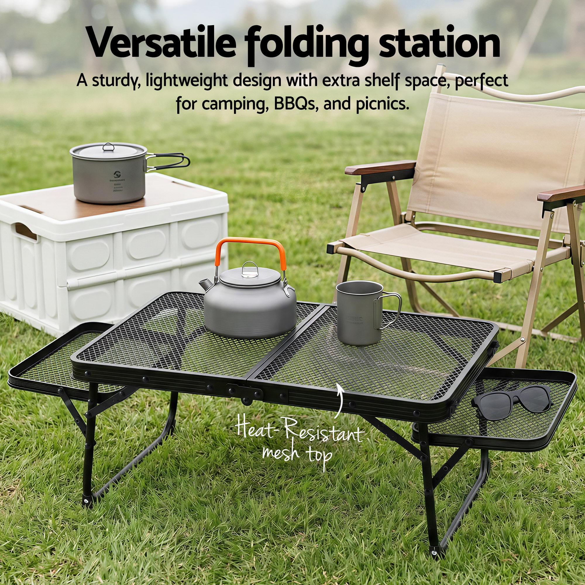 Weisshorn Camping Table Mesh Desktop Lightweight Portable Outdoor Folding Grill Desk — image 4